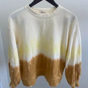 STYLE & CO YELLOW TIE DYED CROPPED CREW NECK SWEATSHIRT
